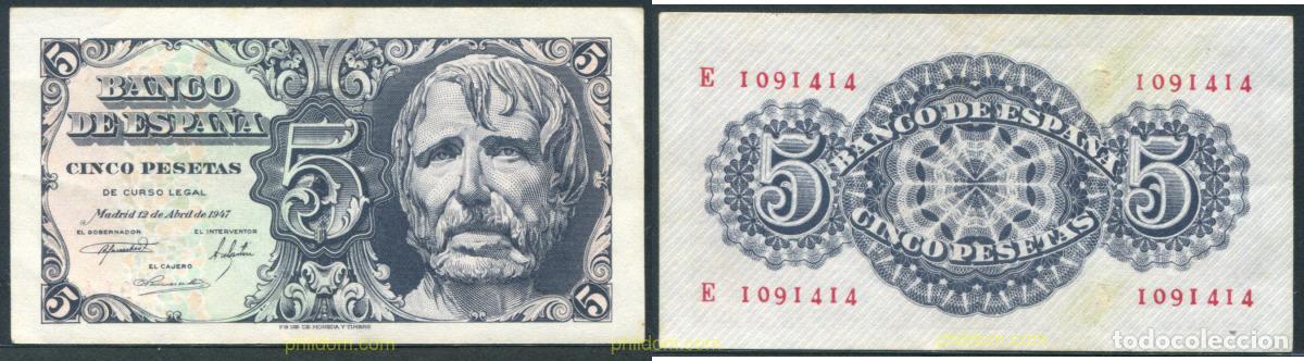 Notas espanholas: 11379 ESPA&Ntilde;A 1947 5 Pesetas 12 de Abril 1947 - Seneca