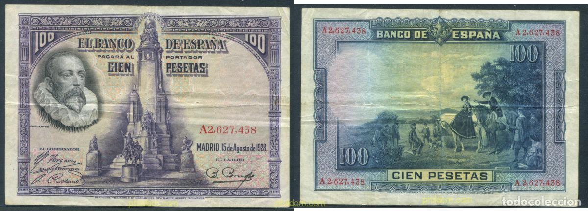 Billets espagnols: 11389 ESPA&Ntilde;A 1928 100 PESETAS 1928 CERVANTES
