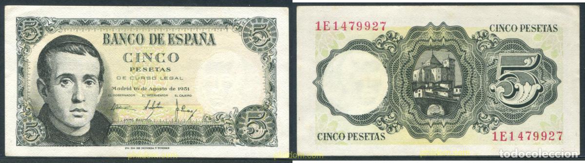 Banconote spagnole: 11384 ESPA&Ntilde;A 1951 5 Pesetas 16 de agosto 1951 - JAIME BALMES