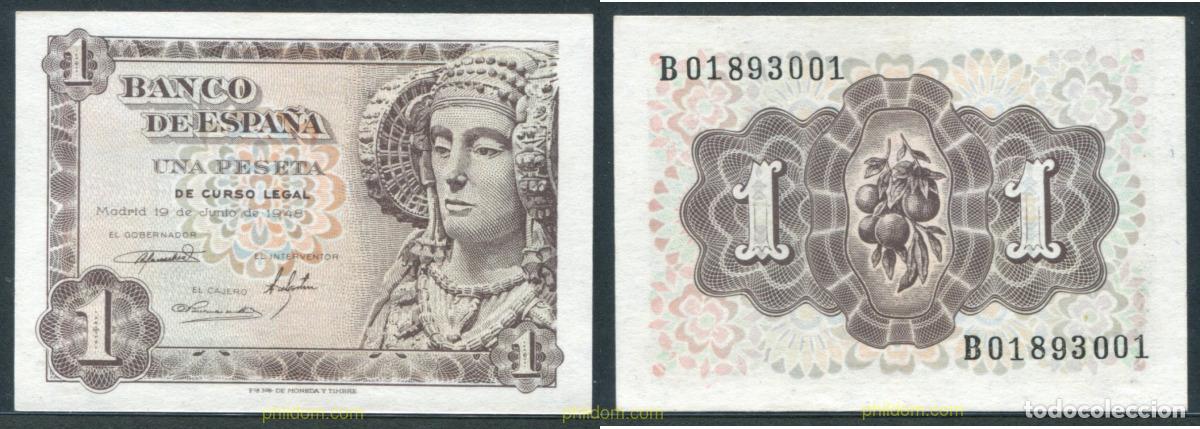 Banconote spagnole: 11382 ESPA&Ntilde;A 1948 1 Peseta Estado espa&ntilde;ol 19 de junio de 1948