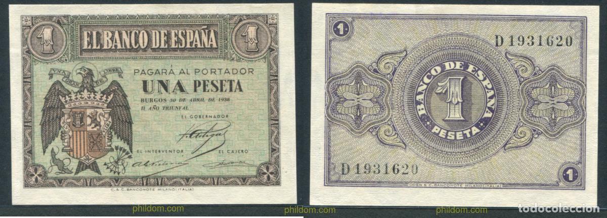 Banconote spagnole: 11394 ESPA&Ntilde;A 1938 1 Peseta Estado espa&ntilde;ol 28 de febrero 1938