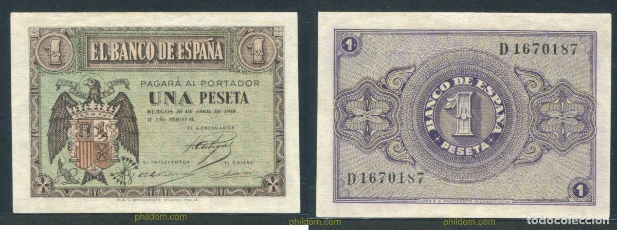 Banconote spagnole: 11393 ESPA&Ntilde;A 1938 1 Peseta Estado espa&ntilde;ol 28 de febrero 1938
