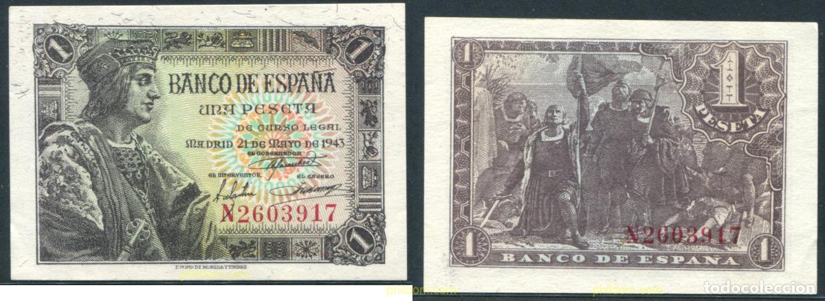 Banconote spagnole: 11391 ESPA&Ntilde;A 1943 1 Peseta Estado espa&ntilde;ol 21 de mayo de 1943