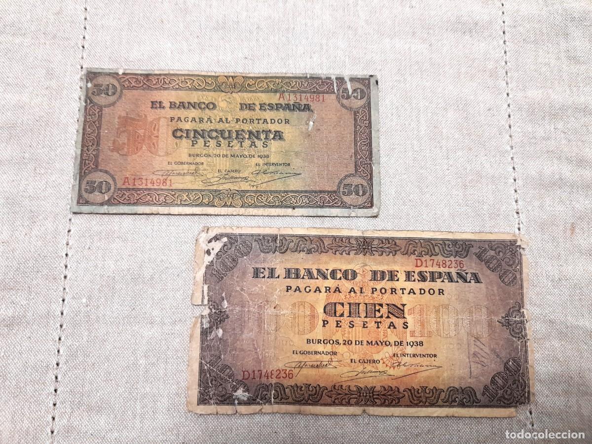 Billets espagnols: 2 billetes de 50 y 100 Pesetas 1938, Burgos