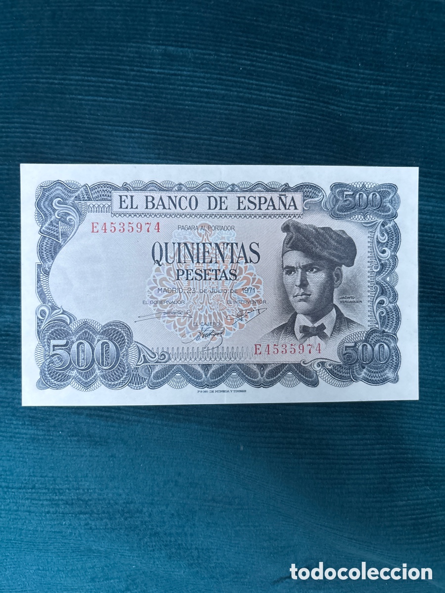 Banconote spagnole: Billete Original 500 PESETAS SC, 1971 (Jacinto Verdaguer)