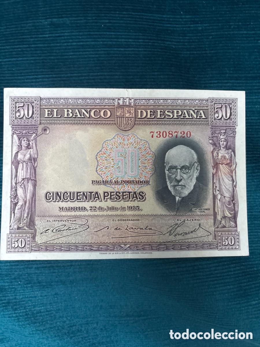Billets espagnols: Billete original 50 PESETAS EBC, 1935 (Santiago Ramon y Cajal)