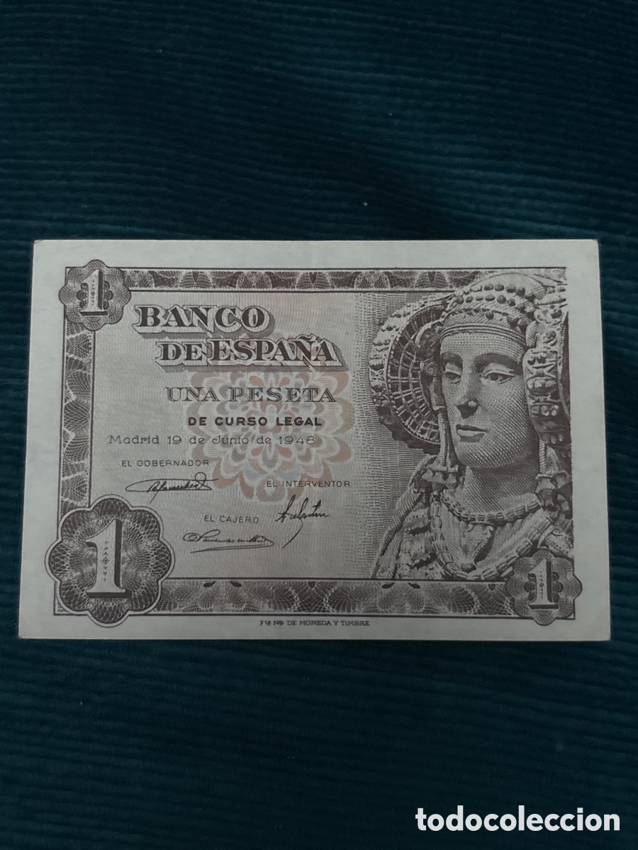 Notas espanholas: Billete Original 1 PESETA EBC, 1948