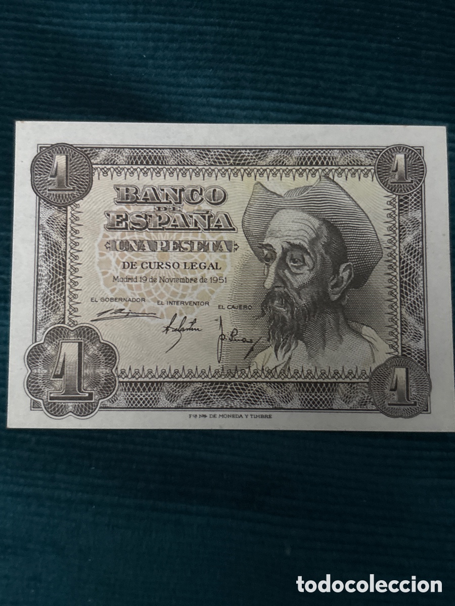 Notas espanholas: Billete original 1 PESETA EBC, 1951