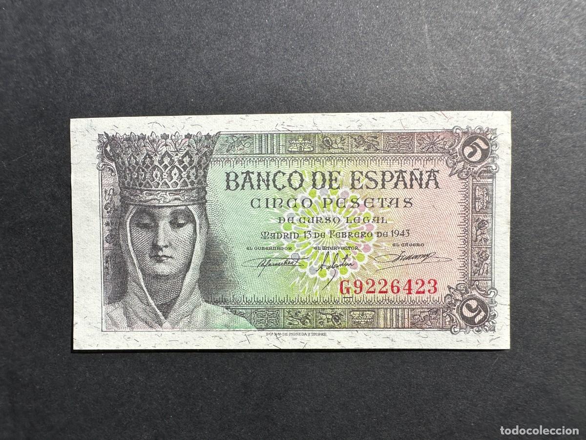 Spanish Banknotes: BILLETE ESPA&Ntilde;A - 5 PESETAS DE 1943 - SERIE G -