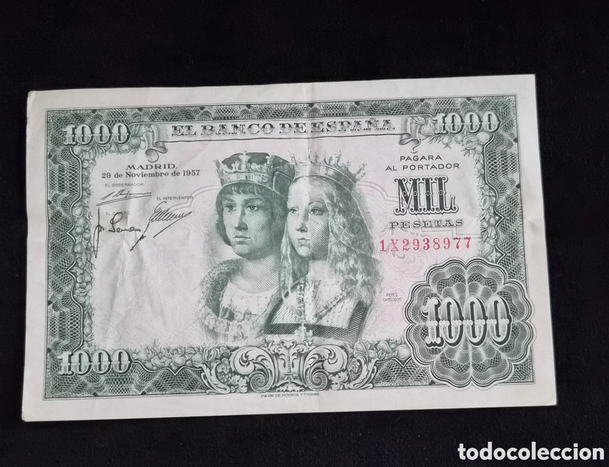 Banconote spagnole: Espa&ntilde;a &ndash; 1.000 Pesetas 1957 &ndash; Reyes Cat&oacute;licos &ndash; Serie 1X &ndash; MBC