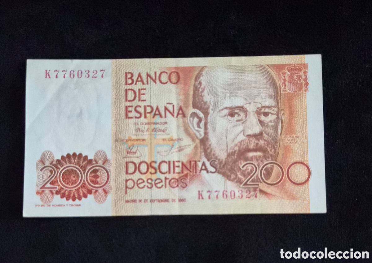 Spanische Banknoten: Billete de Espa&ntilde;a &ndash; 200 Pesetas 1980 &ndash; Leopoldo Alas &laquo;Clar&iacute;n&raquo;