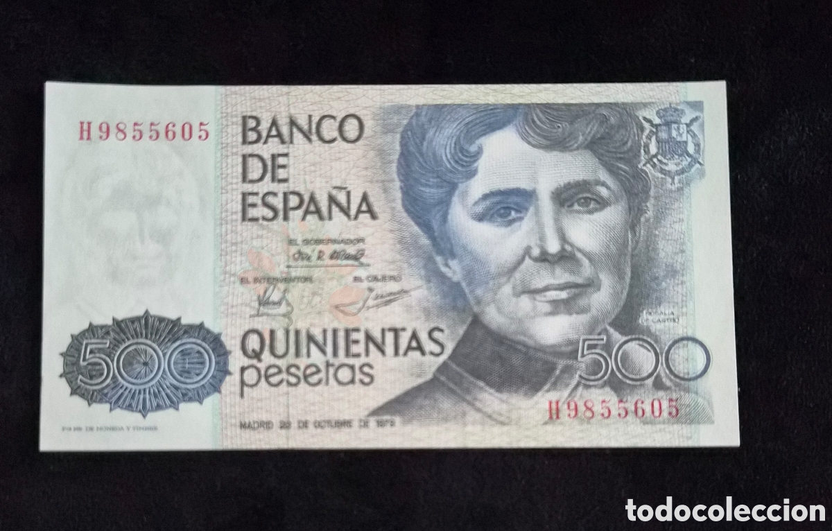 Spanische Banknoten: Billete de Espa&ntilde;a &ndash; 500 Pesetas 1979 &ndash; Rosal&iacute;a de Castro &ndash; Serie H