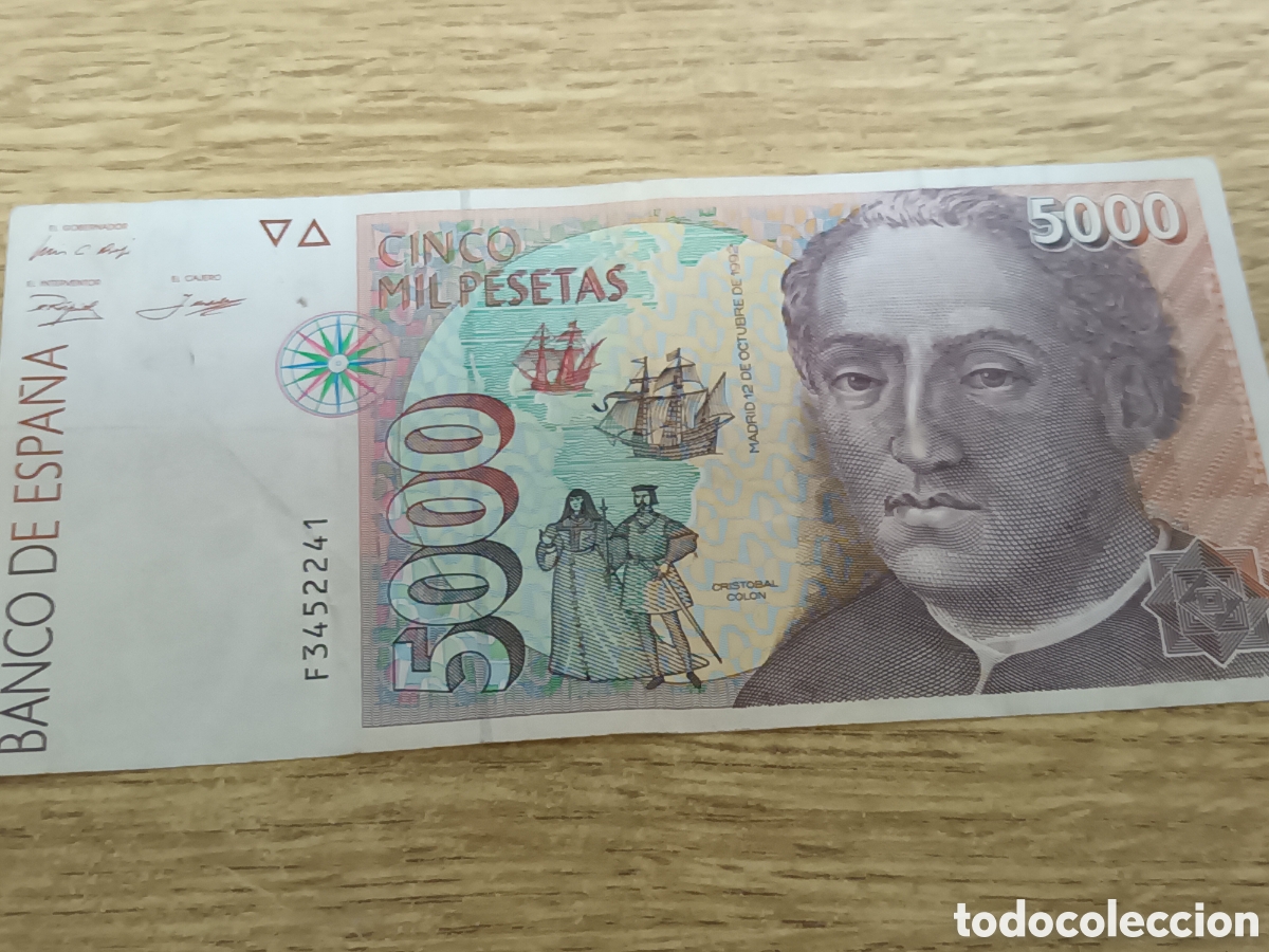 Billets espagnols: BILLETE DE 5000 PESETAS DE 12 DE OCTUBRE DE 1992 SERIE F3452241