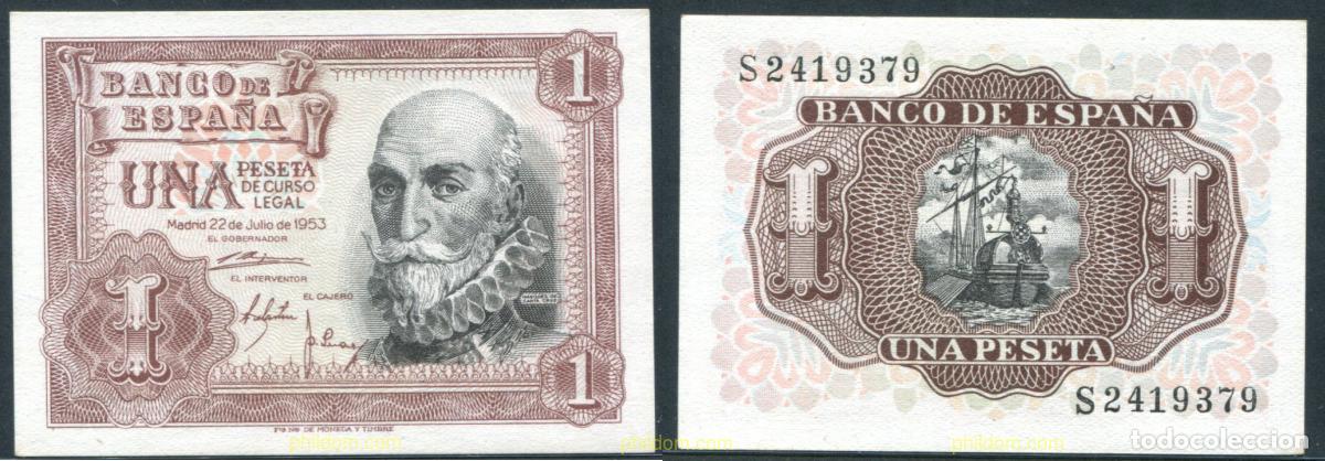 Spanish Banknotes: 11383 ESPA&Ntilde;A 1953 1 PESETA 1953 MARQUES DE SANTA CRUZ