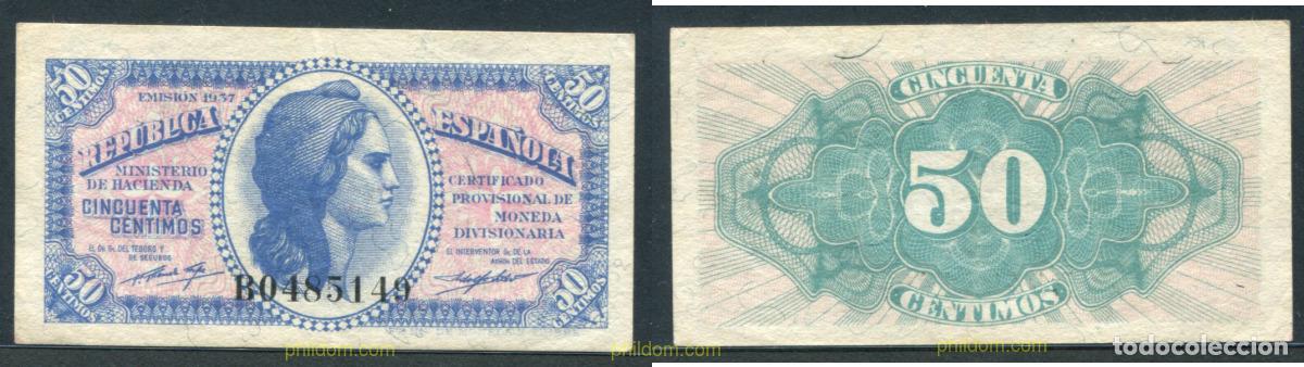 Spanish Banknotes: 11402 ESPA&Ntilde;A 1937 50 CENTIMOS 1937 REPUBLICA ESPA&Ntilde;OLA PLANCHA