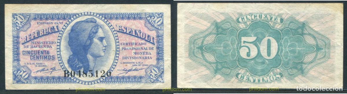 Spanish Banknotes: 11401 ESPA&Ntilde;A 1937 50 CENTIMOS 1937 REPUBLICA ESPA&Ntilde;OLA PLANCHA