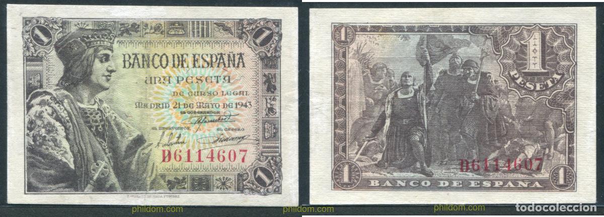 Spanish Banknotes: 11416 ESPA&Ntilde;A 1943 1 Peseta Estado espa&ntilde;ol 21 de mayo de 1943