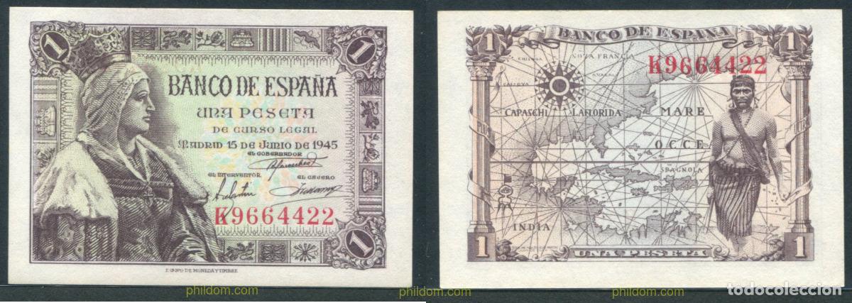 Spanish Banknotes: 11419 ESPA&Ntilde;A 1943 1 Peseta Estado espa&ntilde;ol 21 de mayo de 1943