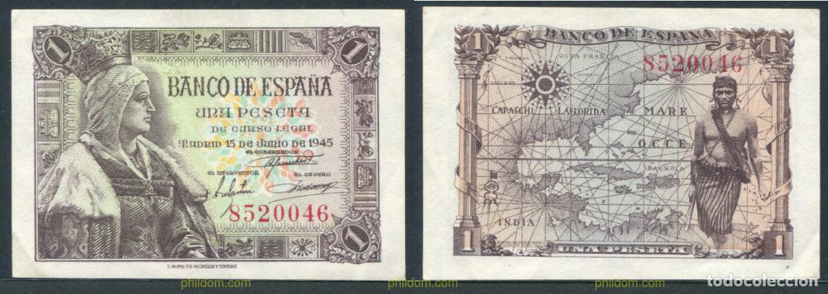 Spanish Banknotes: 11418 ESPA&Ntilde;A 1943 1 Peseta Estado espa&ntilde;ol 21 de mayo de 1943