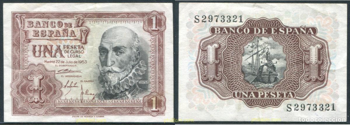 Spanische Banknoten: 11423 ESPA&Ntilde;A 1953 1 PESETA 1953 MARQUES DE SANTA CRUZ