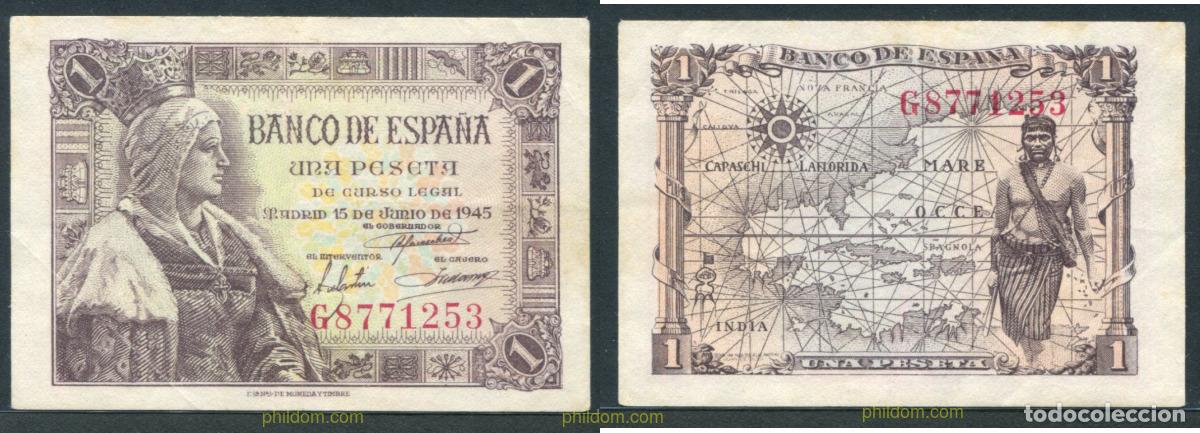 Spanische Banknoten: 11422 ESPA&Ntilde;A 1943 1 Peseta Estado espa&ntilde;ol 21 de mayo de 1943