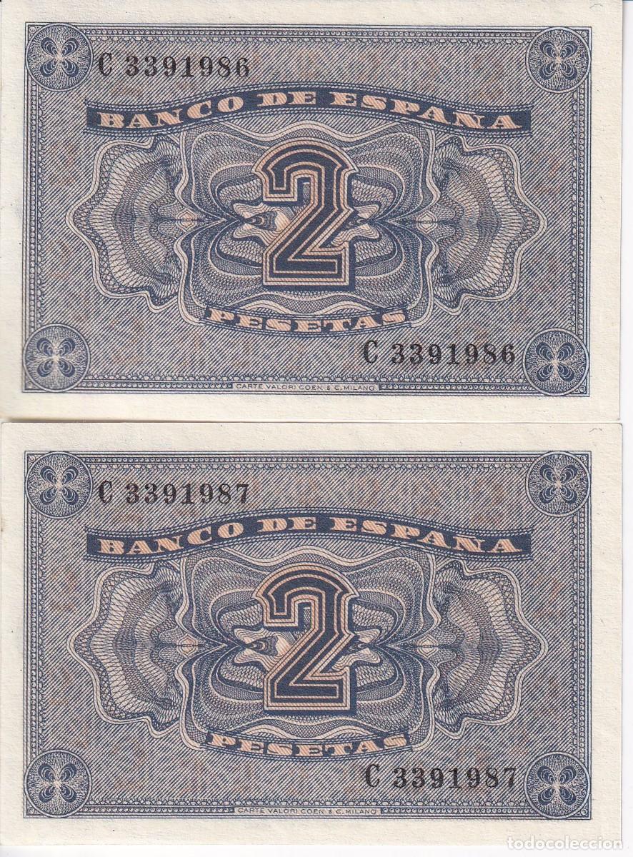 Spanish Banknotes: PAREJA CORRELATIVA DE 2 PESETAS DEL A&Ntilde;O 1938 SERIE C SIN CIRCULAR (SC)