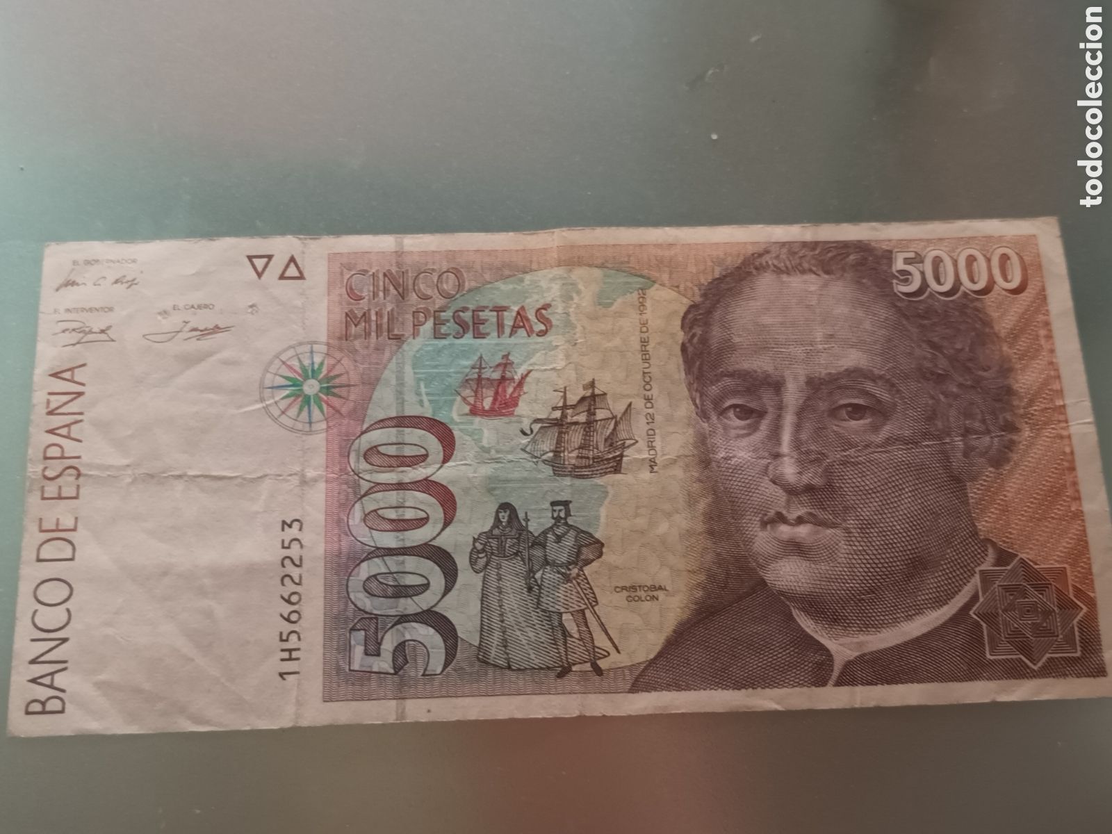 Billets espagnols: BILLETE DE 5000 PESETAS DE 12 DE OCTUBRE DE 1992 SERIE 1H5662253