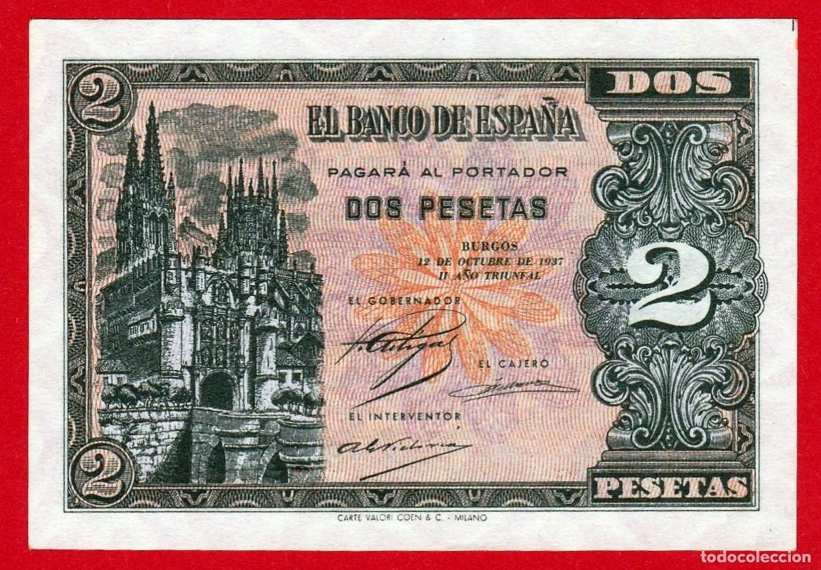 Banconote spagnole: Raro, 2 pesetas, 1937, Serie B, SC