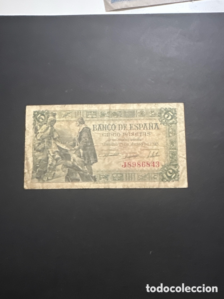 Billets espagnols: Billete de Espa&ntilde;a de 5 pesetas a&ntilde;o 1945