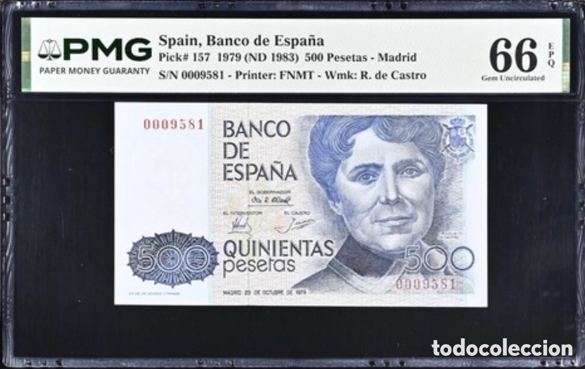 Billetes espa&ntilde;oles: Billete 500 Pesetas 1979 PMG 66 Sin Serie Relativamente Bajo