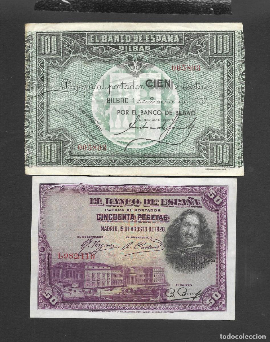 Spanish Banknotes: 2 BILLETES 50-100 PESETAS 1928/1937 SIN SERIE MBC/EBC