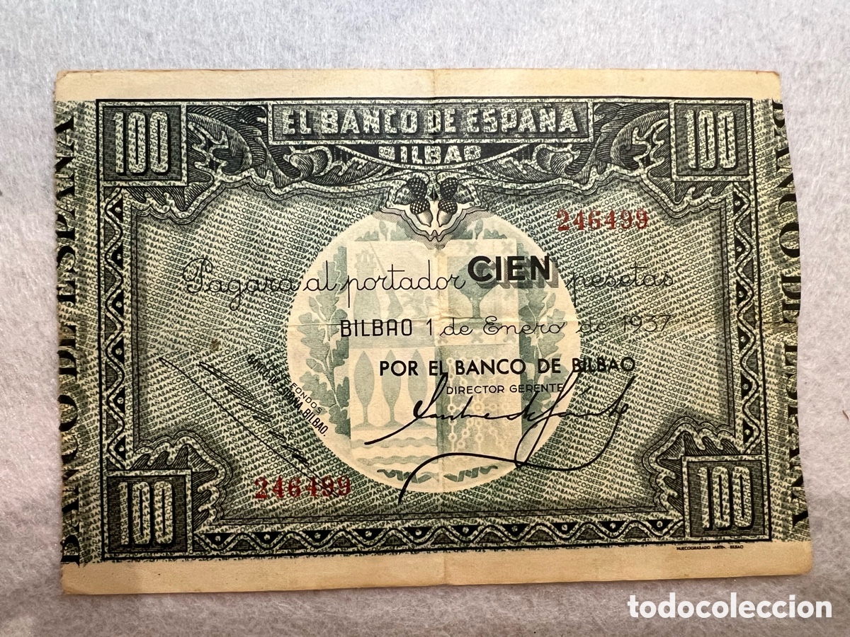 Billetes espa&ntilde;oles: Billete 100 pesetas de emergencia de la Guerra Civil emitido en Bilbao