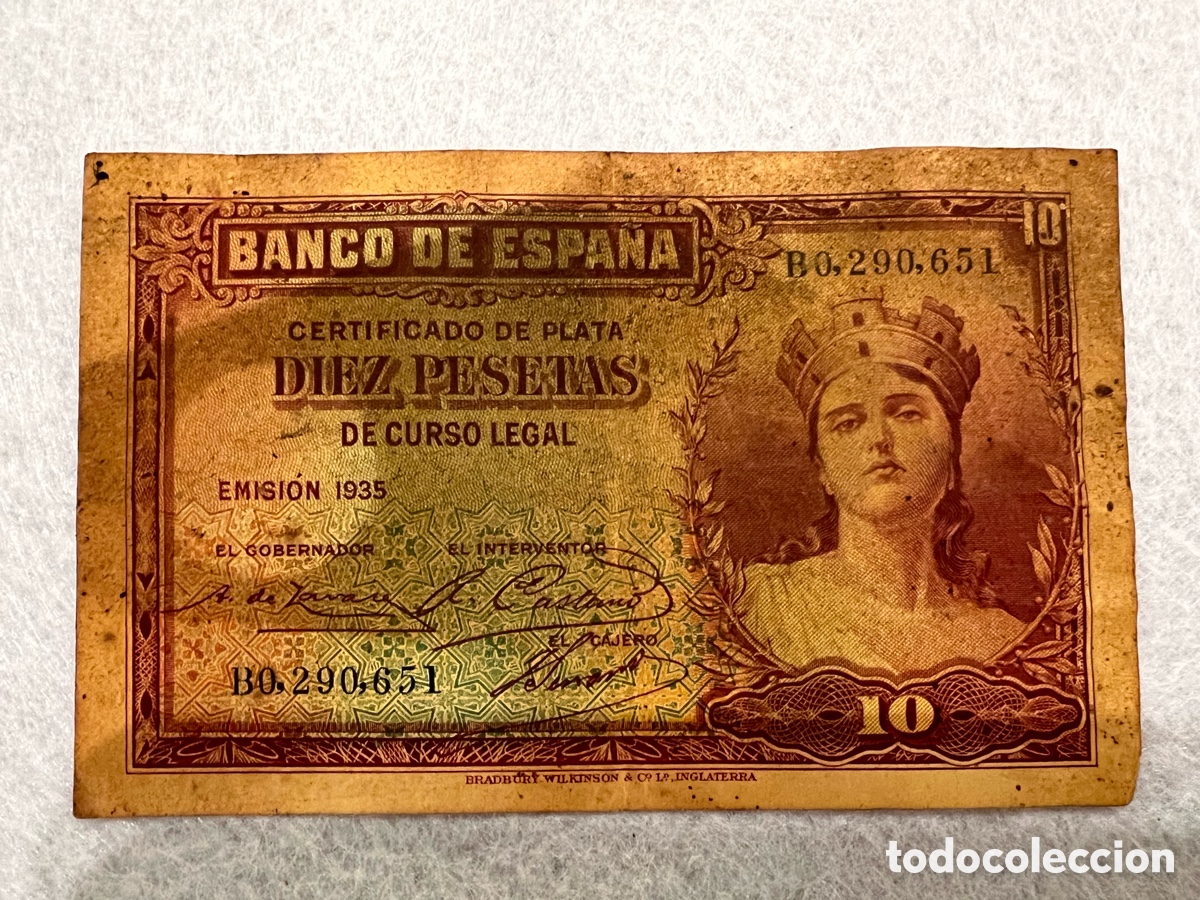 Billetes espa&ntilde;oles: Billete de 10 pesetas &ldquo;Certificado de Plata&rdquo; de 1935