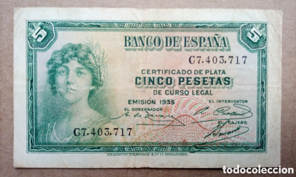 Billetes espa&ntilde;oles: 5 Pesetas 1935 - C7403717 - Rc