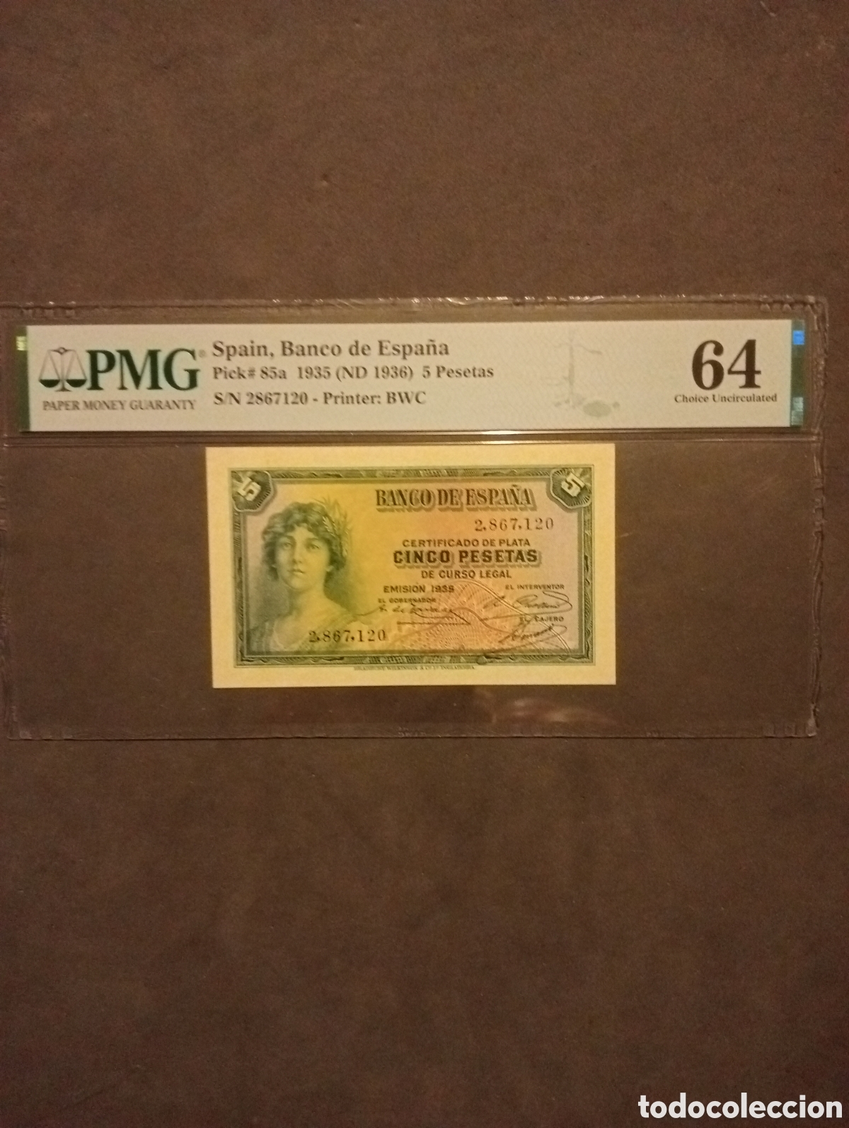 Billets espagnols: Billete de 5 Pesetas de 1935 SIN SERIE