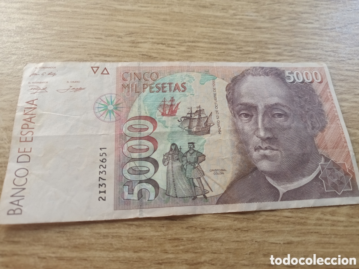 Billetes espa&ntilde;oles: BILLETE DE 5000 PESETAS DE 12 DE OCTUBRE DE 1992 SERIE 2I3732651