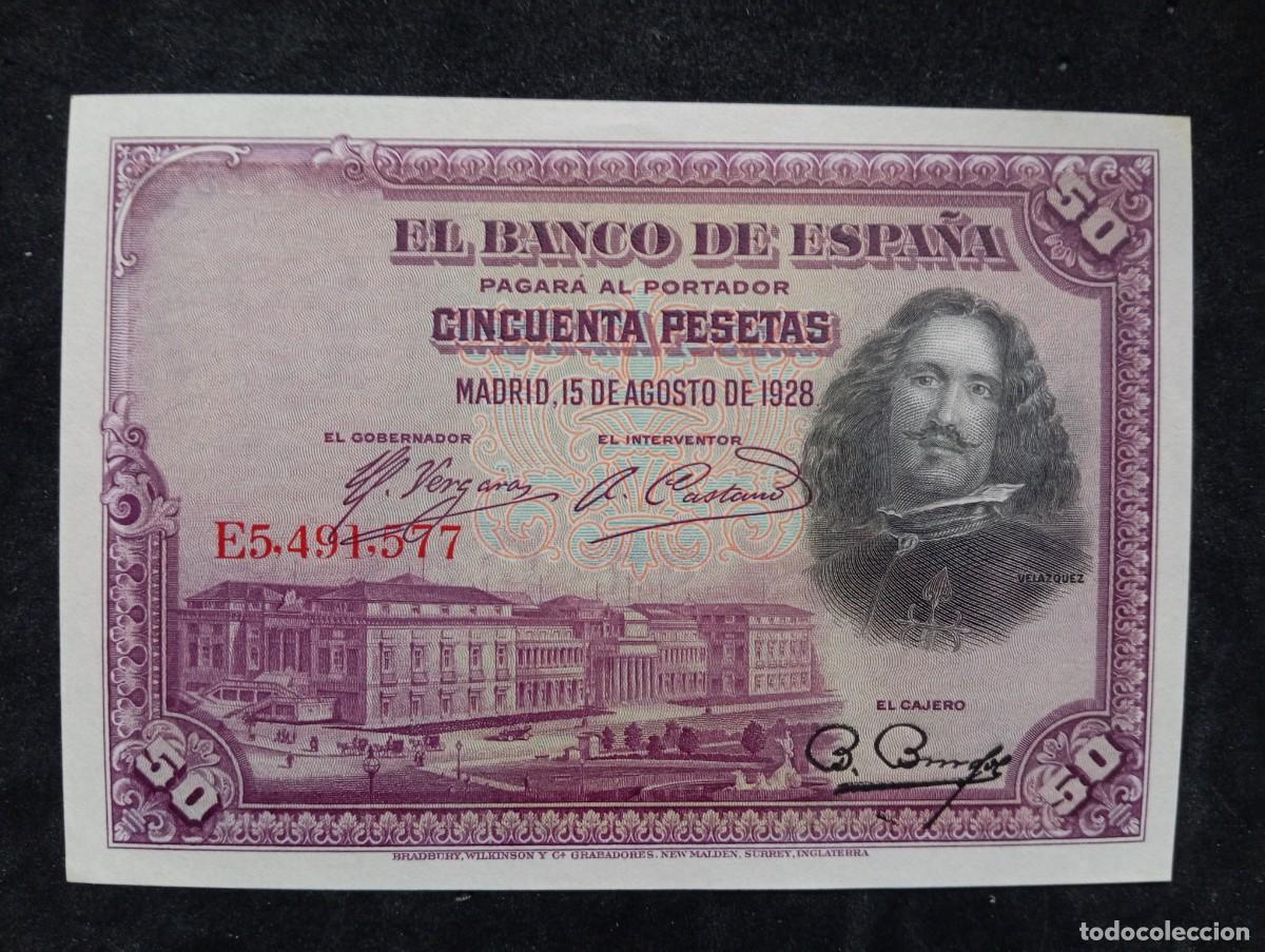 Billetes espa&ntilde;oles: 50 pesetas 1928 serie E (SC) UNC