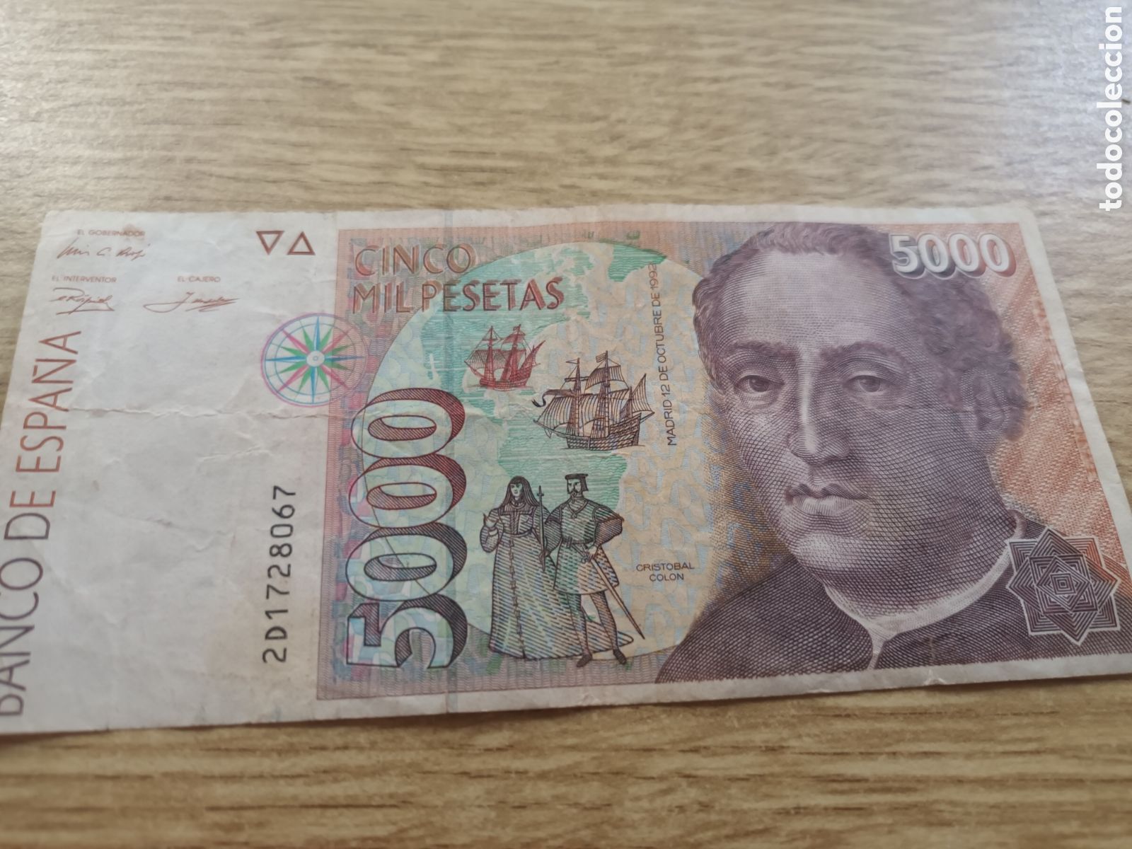 Billetes espa&ntilde;oles: BILLETE DE 5000 PESETAS DE 12 DE OCTUBRE DE 1992 SERIE 2D1728067