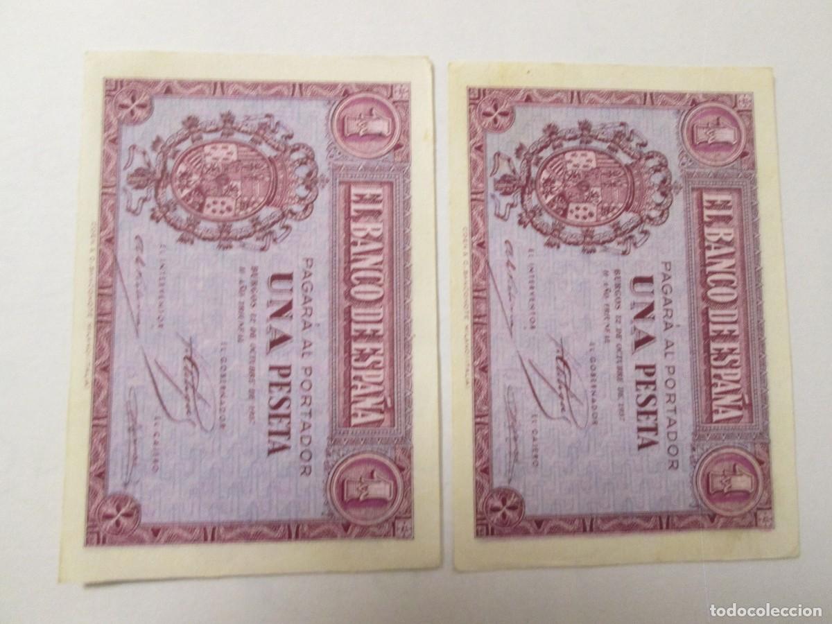 Billetes espa&ntilde;oles: 1 PESETA 1937 PAREJA CORRELATIVA 1937 SIN CIRCULAR NUEVOS