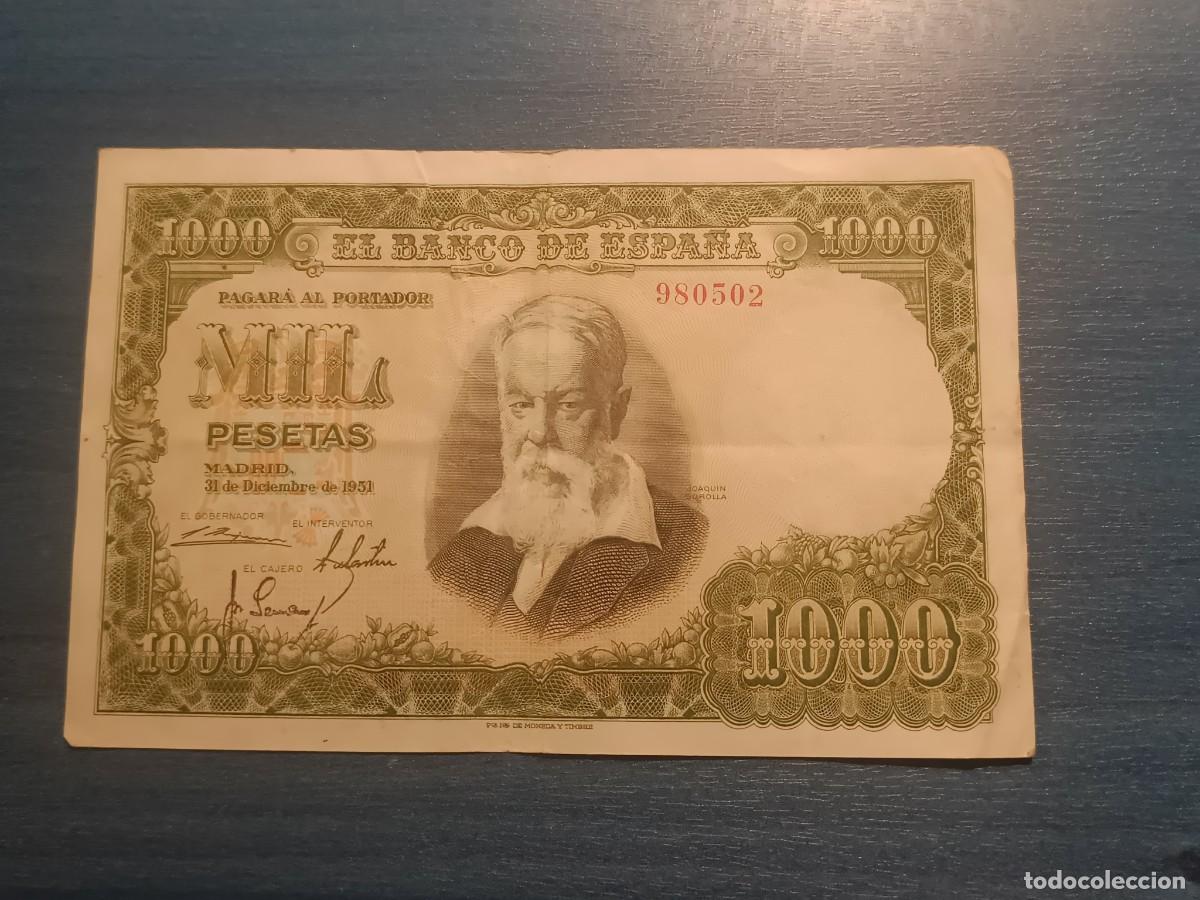Spanische Banknoten: Billete de 1000 pesetas. 31 de diciembre de 1951. Joaquin Sorolla