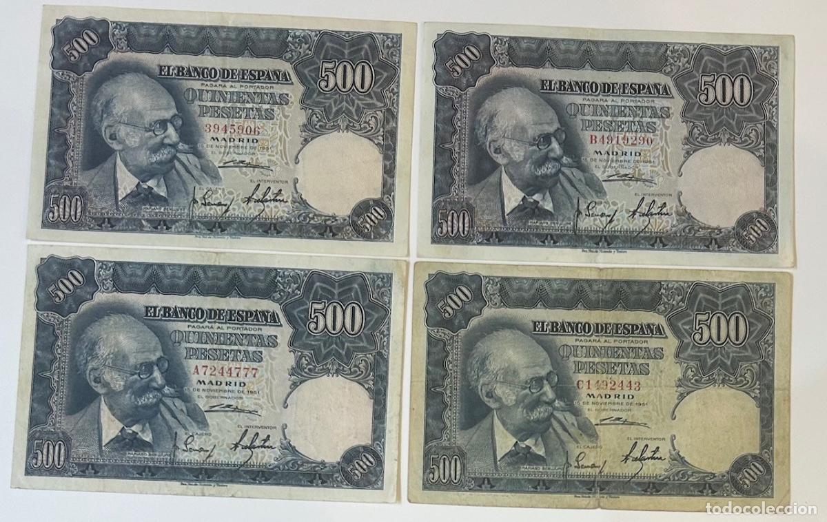 Billetes espa&ntilde;oles: CRBS1990 LOTE 4 BILLETES ESPA&Ntilde;A 500 PESETAS 1951 DIFERENTES SERIES