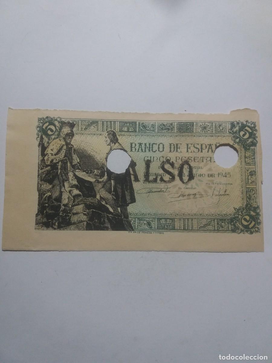 Billetes espa&ntilde;oles: Billete Banco Espa&ntilde;a 5 Pesetas 15 Junio 1945 Col&oacute;n