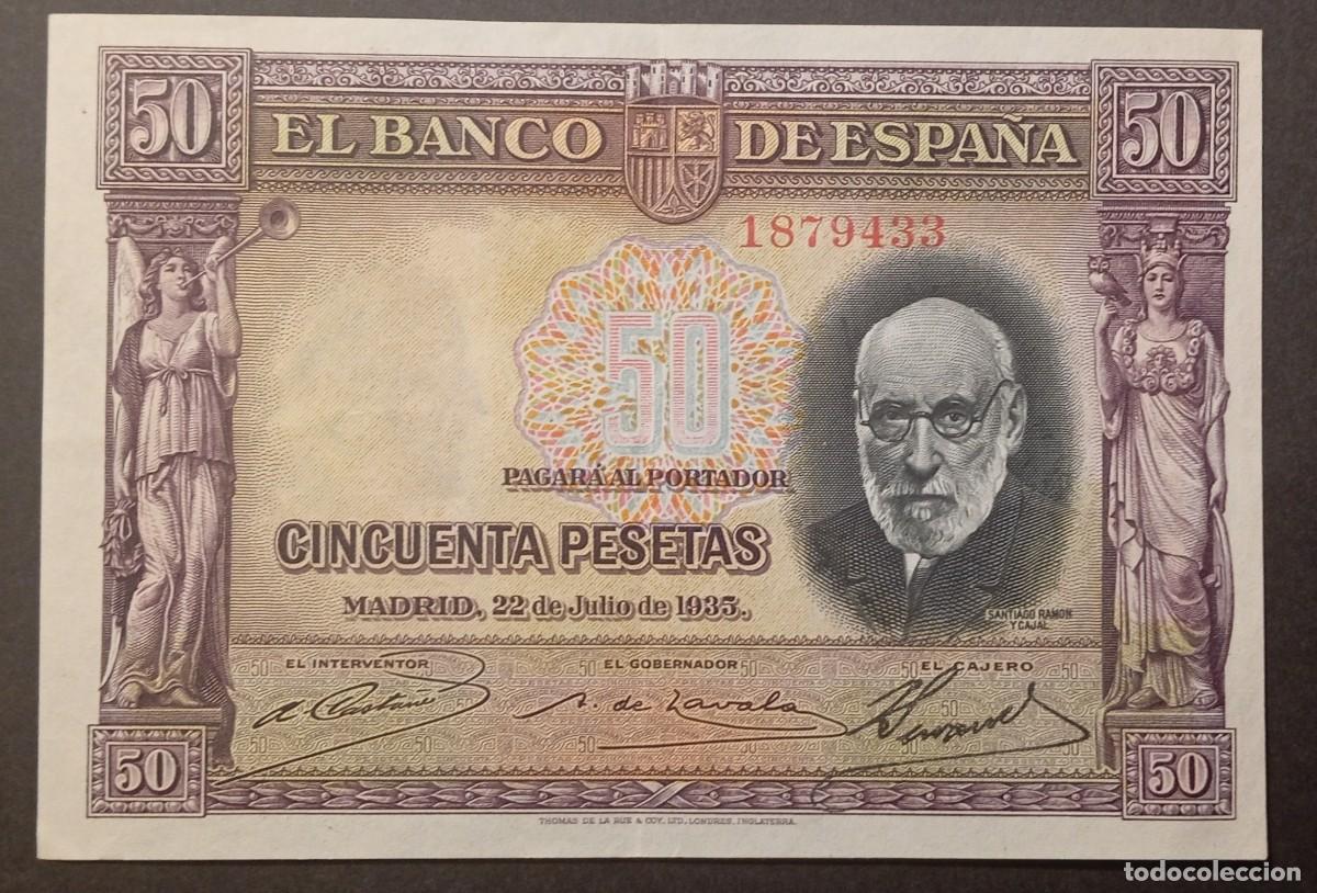 Billetes espa&ntilde;oles: 50 pesetas 1935 sin serie (EBC-)