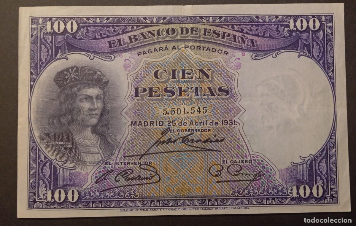 Billetes espa&ntilde;oles: 100 pesetas 1931 sin serie (MBC+)