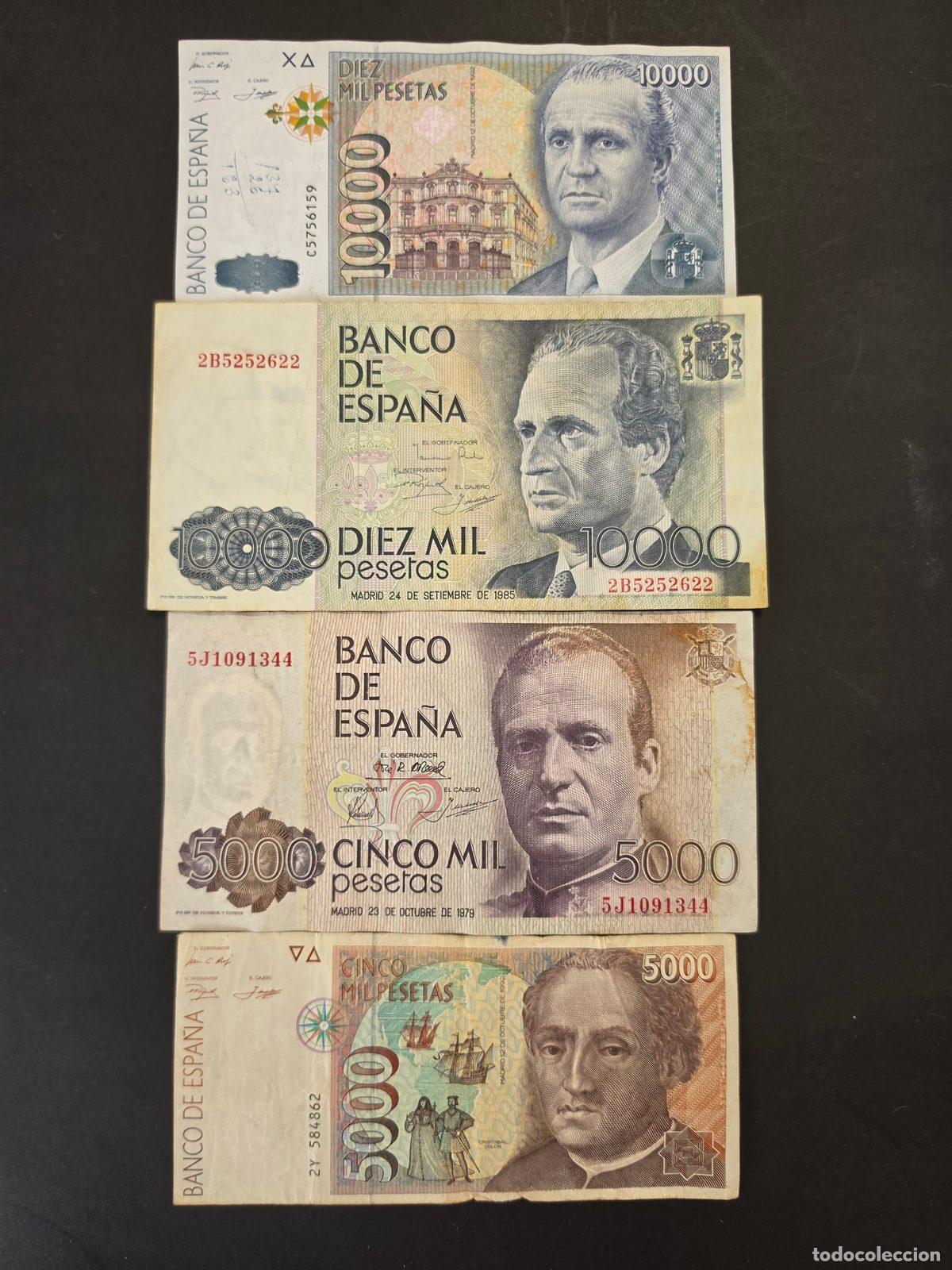 Billetes espa&ntilde;oles: 4 billetes espa&ntilde;oles. 10000 y 5000 - Foto 2