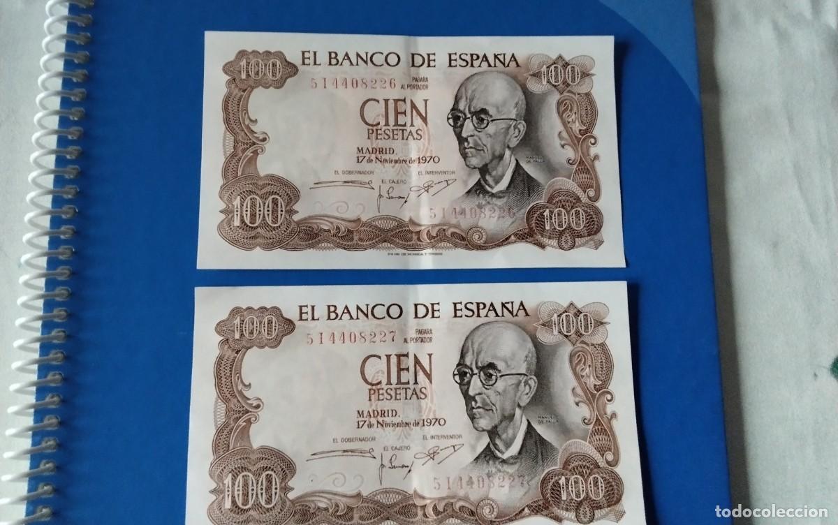 Billetes espa&ntilde;oles: DOS BILLETES DE 100 PTS A&Ntilde;O 1970 SIN CIRCULAR , ATENCION CORRELATIVOS , BUEN ESTADO