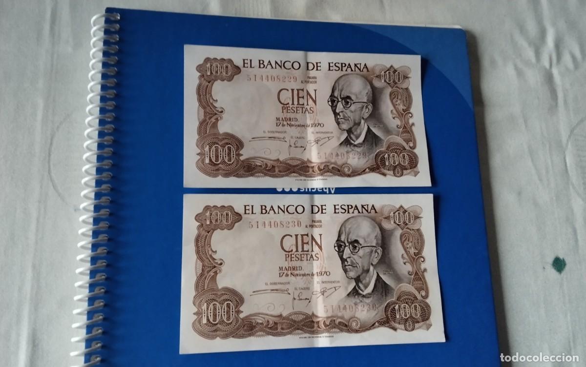 Billetes espa&ntilde;oles: DOS BILLETES DE 100 PTS A&Ntilde;O 1970 SIN CIRCULAR , ATENCION CORRELATIVOS , BUEN ESTADO