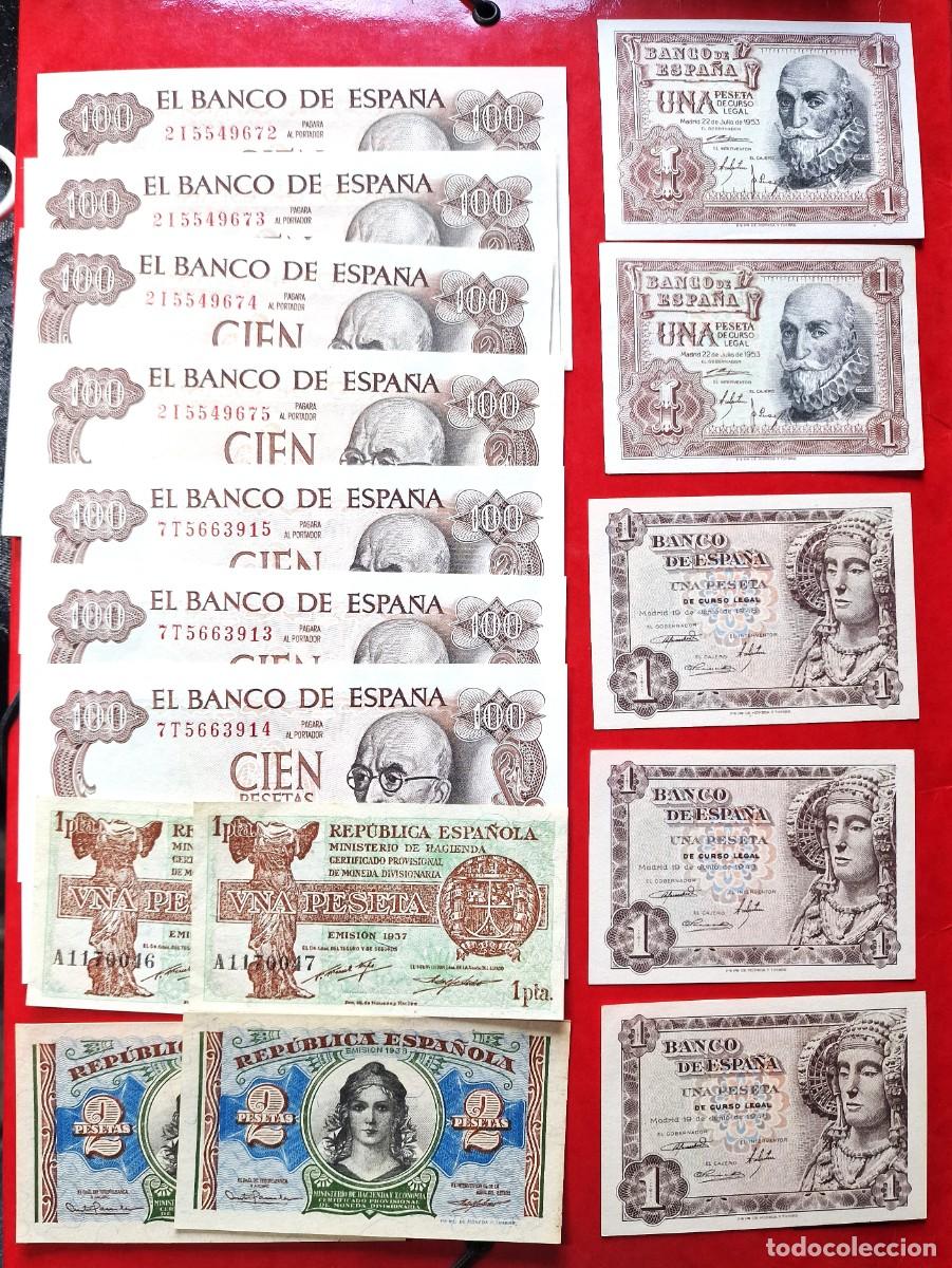 Billetes espa&ntilde;oles: LOTE PAREJAS,TRIOS,ETC.. SIN CIRCULAR |SOLO ACEPTO PAYPAL| BILLETE 1 2 100 PESETAS 1937 a 1970 LEER