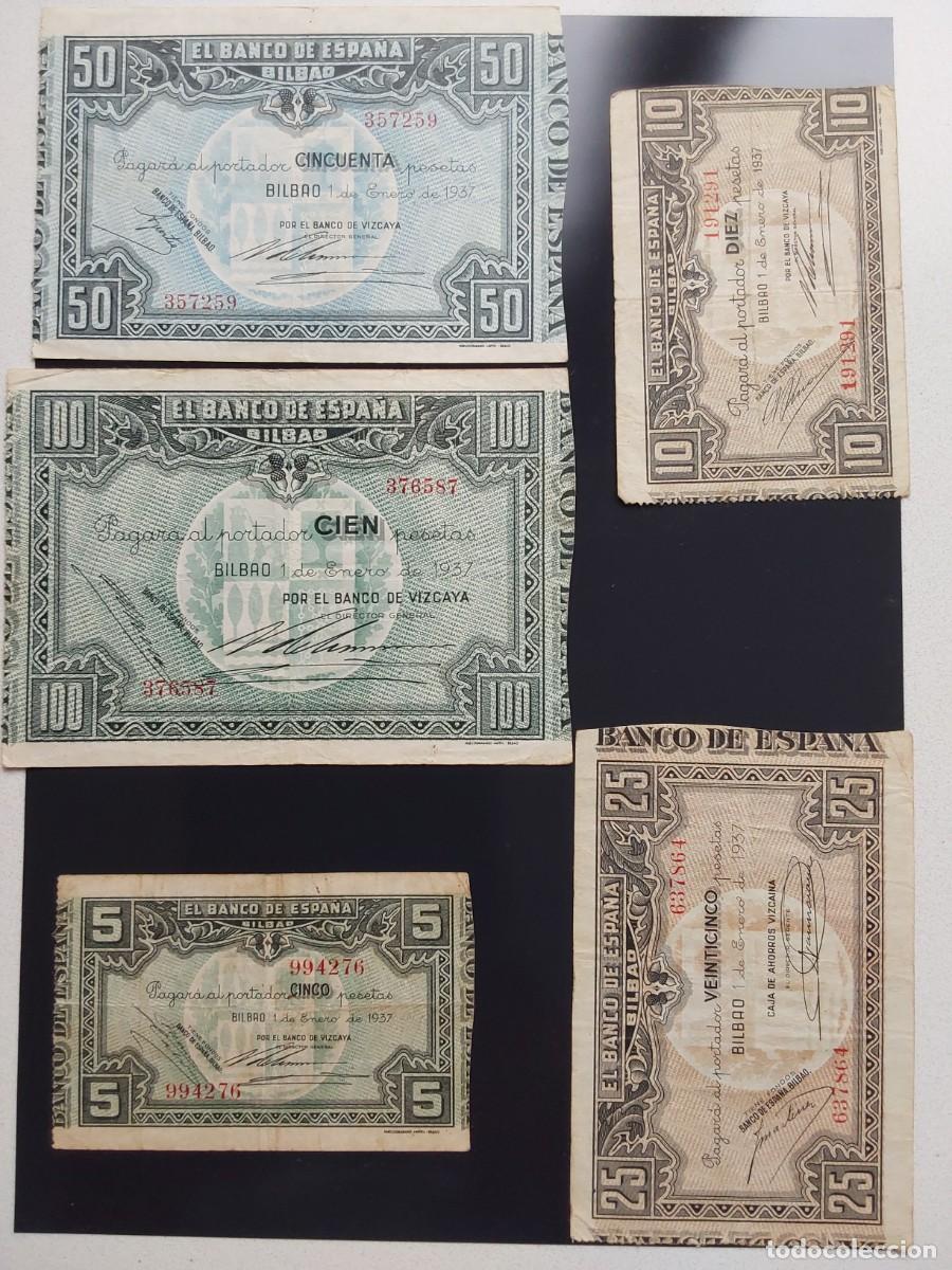 Billetes espa&ntilde;oles: No71- LOTE DE BILLETES DEL BANCO DE ESPA&Ntilde;A BILBAO 1937