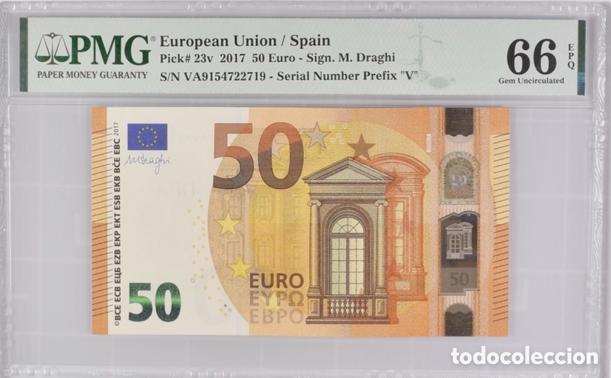 Billetes espa&ntilde;oles: Billete 50 Euros 2017 M. Draghi PMG 66 p23v